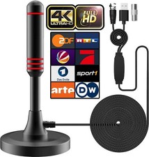 DVB-T2 Antenne Full HD TV Terrestrisch Aktiv Zimmerantenne 30dbi + 5Meter Kabel