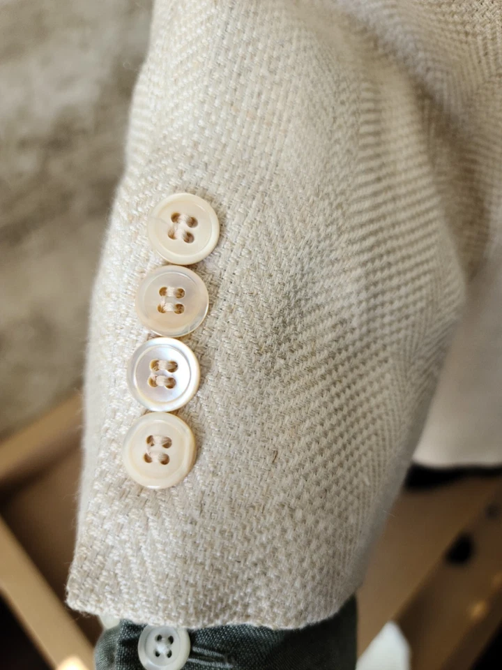 Blazer Abrigo Deportivo Vintage Stanley Blacker 42R 42L Marfil Tejido Perlado Tweed Foto 4 de 4