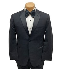 Men's Ike Behar Black  Grey Checkered Ashton Tuxedo Jacket Slim Fit 42L