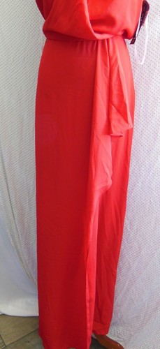 NEW XSCAPE Red RUFFLE CHIFFON Gold Metal NECKLINE Halter EVENING Dress GOWN 8 - Picture 7 of 9
