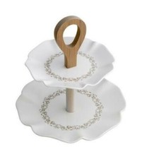 Alzata Dolci Riccioli Fata Brandani Porcellana Bianca 24cm 2PIANI BRAND 53164