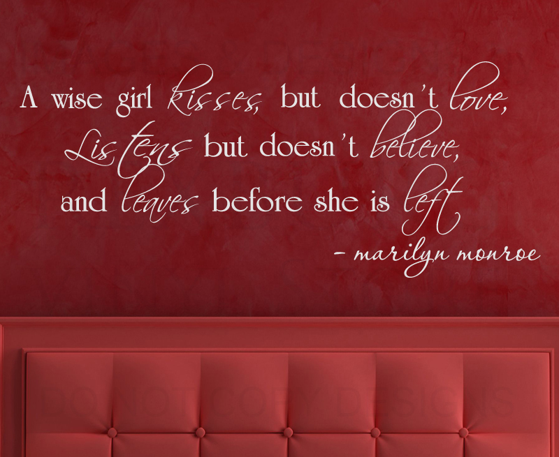 Marilyn Monroe Wise Girl Kisses Vinyl Wall Art Decal Letter A Sticker I85
