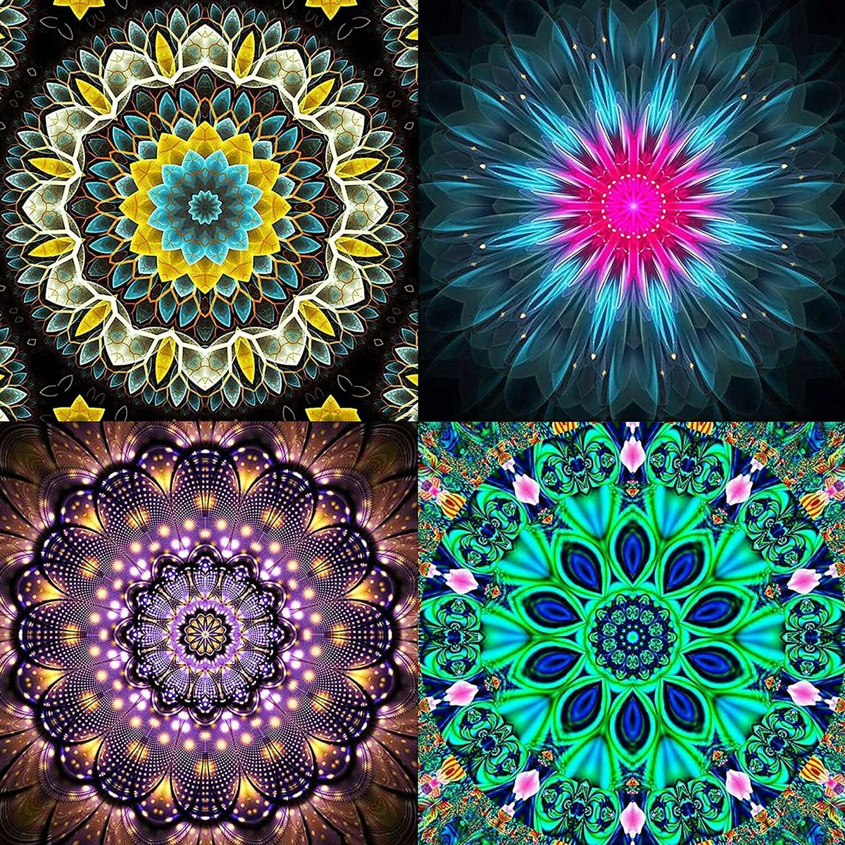 4Pack 5D Diamond Painting Mandala Flowers Full Drill by Numbers Kits for  Adults