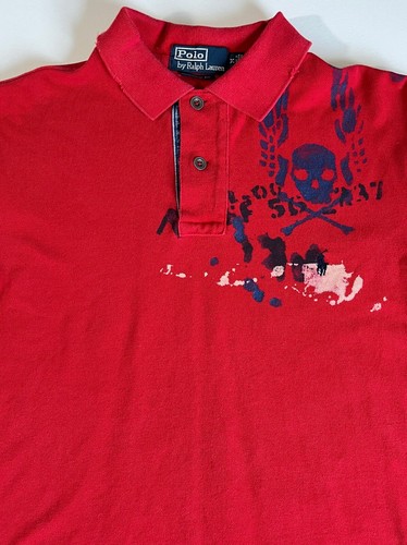 Polo Ralph Lauren Vintage Para Hombre Estampado Calavera Envejecido Talla M - Imagen 3 de 12