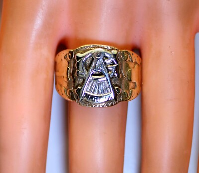 Heavy 10K Gold Vintage Men's Master Mason, Masonic Ring, 10 Grams, Size 