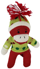 Dan Dee Collectors Choice Sock Monkey Red Green Sweater Stuffed Animal Plush Toy
