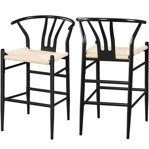Counter Stool Counter Height Bar Stools Weave Barstool Set of 2 Metal