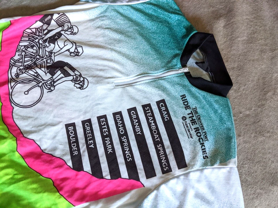 Vintage Denver Post Colorado Ride The Rockies 1990 90 Cycling Jersey Mens Medium - Image 2 of 4