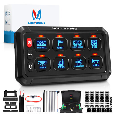MICTUNING 8 Gang Switch Panel Circuit Control Relay Box for Camper RV ATV SUV