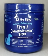 Zesty Paws Senior Advanced 11 in 1 Multivitamin Bites for Dogs Chicken 90 Chews