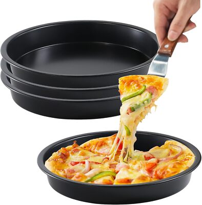 4X Oven Bakeware round Deep Dish Tray Mold Pizza Pan Plate Non stick Baking Tool