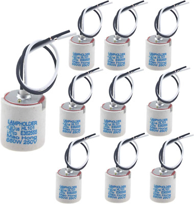 10Pcs Ceramic Standard Medimun Screw Base Socket E26 E27 Bulb Holders with Wire