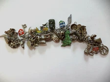 Vintage Silver Bracelet with 33 Charms - World Wide Collection Circa 1950s