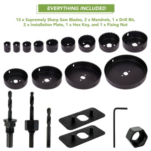 BLOSTM 21PCS Hole Saw Kit Set 19mm - 152mm Drill Bits Circular Cutting Wood PVC - Picture 4 of 6