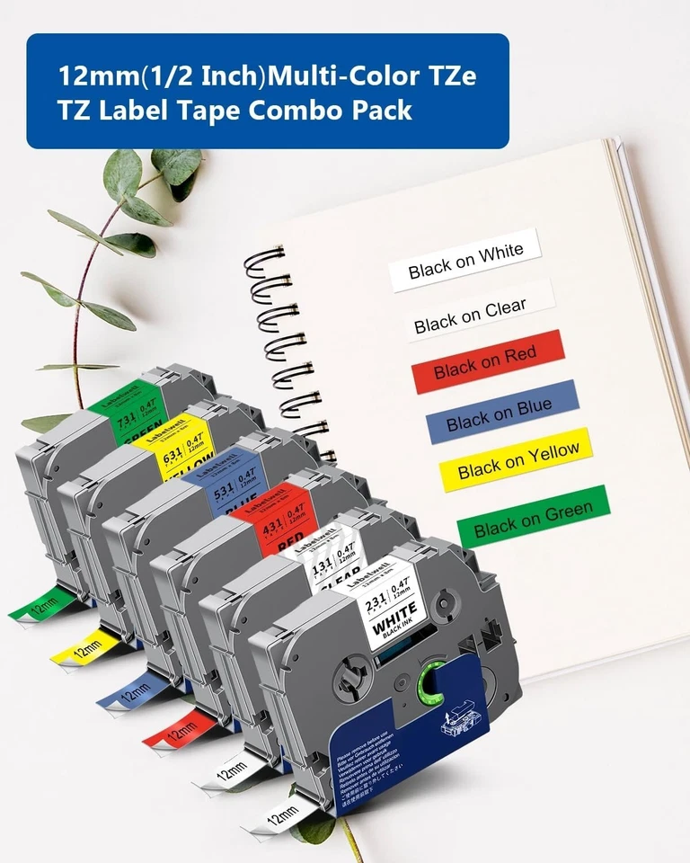 Cinta para hacer etiquetas 6PK laminada de 12 mm para Brother P-Touch TZ-231 TZe-231 PT-H110 Foto 2 de 4