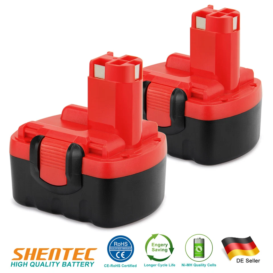 SHENTEC 2 pezzi batteria 14,4 V 3500 mAh Ni-MH per Bosch BAT038 BAT040 PSR 14,4VE-2 GSR 14,4 VE-2