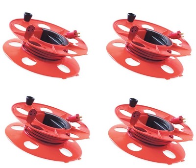Bayco KW-130 13'' Heavy Duty Orange Extension Cord Storage Reels - Pack of 4