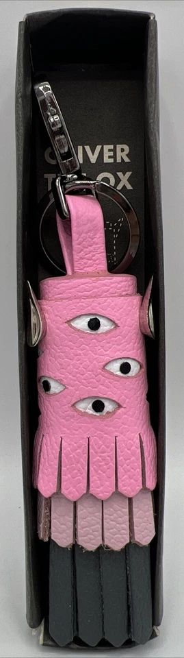 Dije de cuero rosa a gris Min & Mon Oliver The Ox ¡Nuevo! Foto 2 de 4