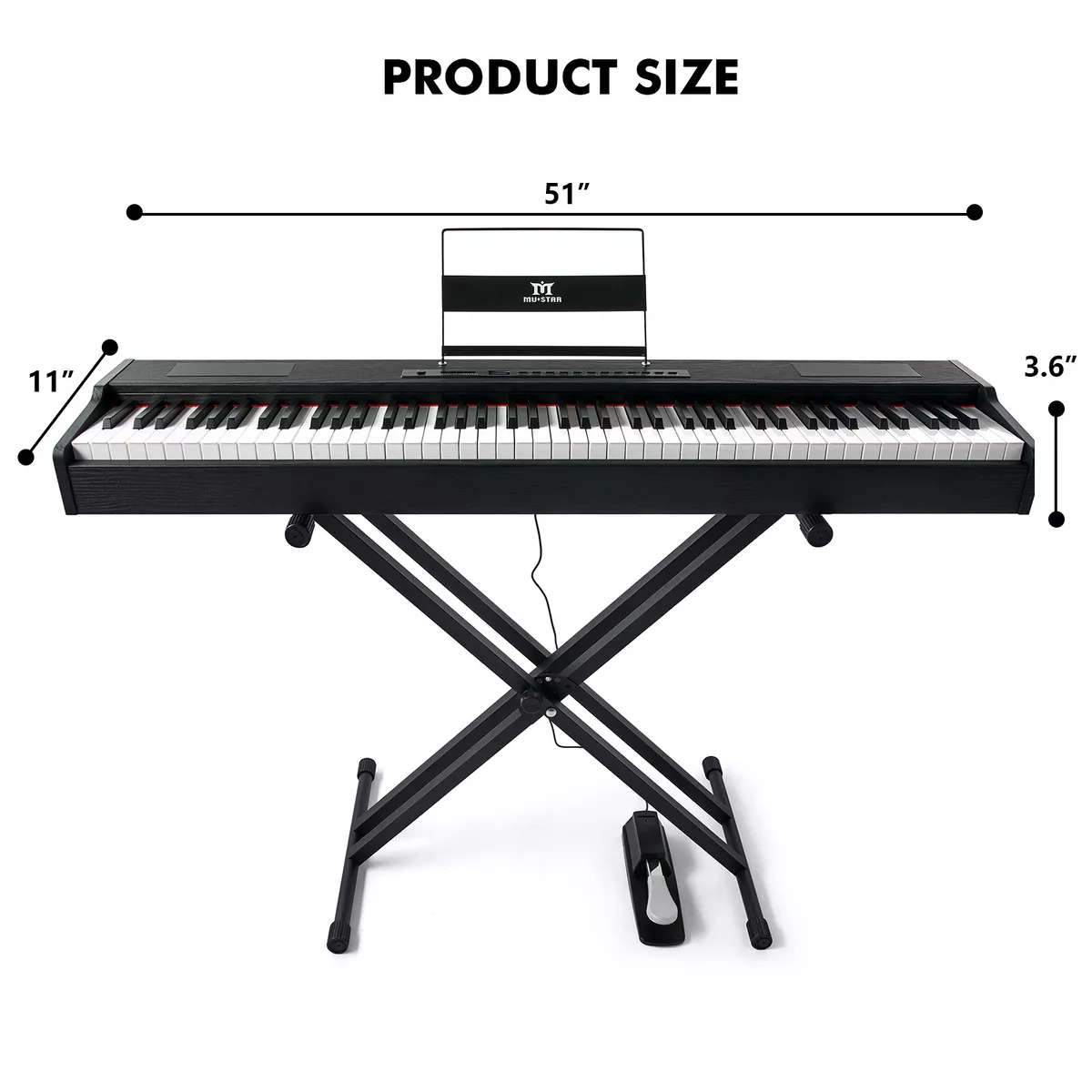 Black 88Key Full Weighted Hammer Action Digital Piano Keyboard w