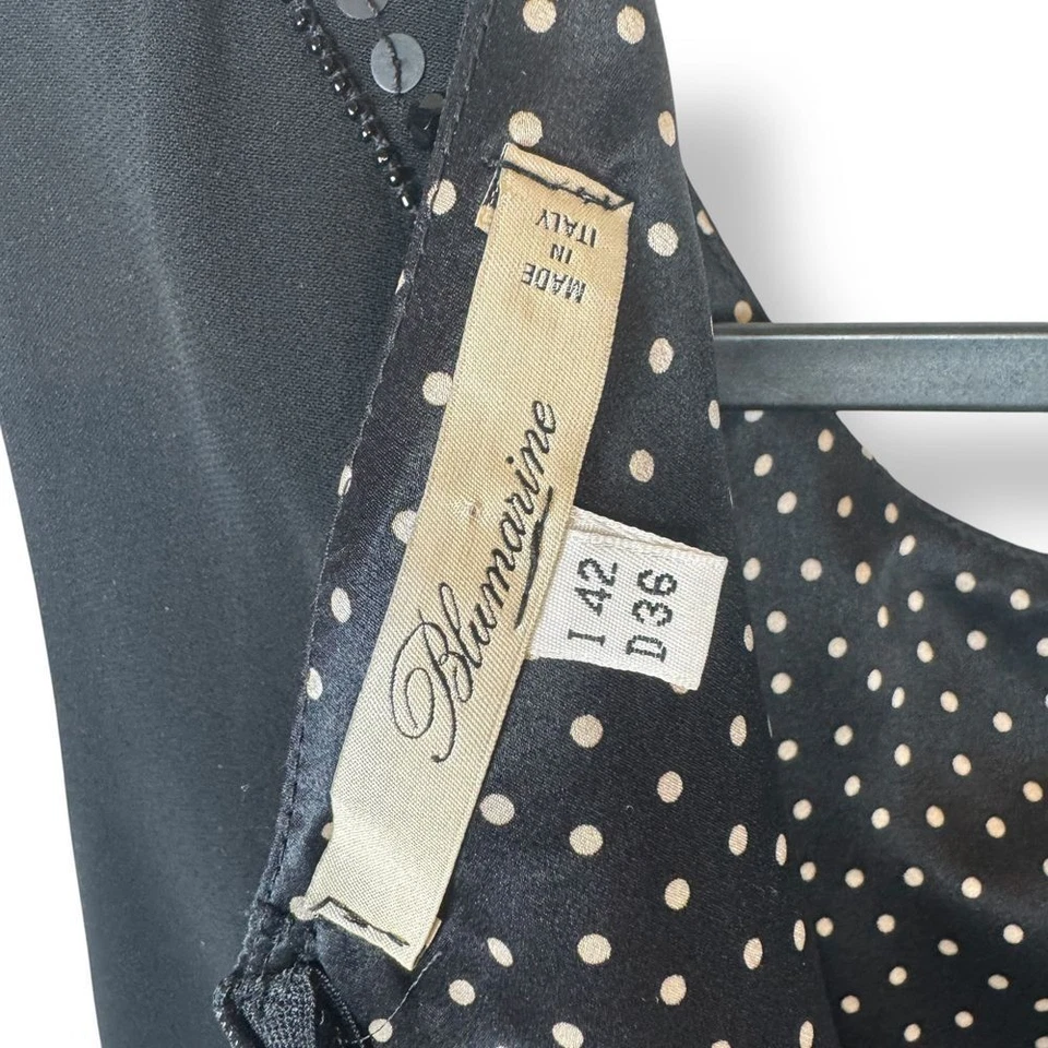 Vestido Blumarine Negro Seda Mujer Talla Pequeña Italia Cuentas a Mano $2375 Glam Gala Foto 3 de 4