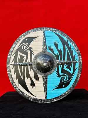 24'' Viking Valhalla Raven Wooden Shield Crow Designer Medieval Viking Shield