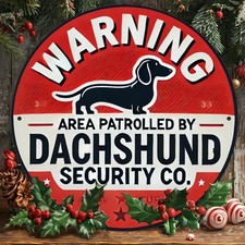 Vintage Beware of Dachshund Round Iron Tin Metal Signs Home D cor 8x8