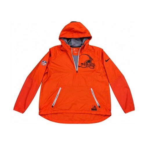 Nike NFL Cleveland Browns Jacket XL Orange Windbreaker Pullover Hooded Half Zip - product listing photo