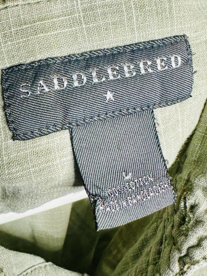 Lightweight Button Up Short Sleeve Saddlebred 100% Cotton Green Men’s Large - Image 3 of 3