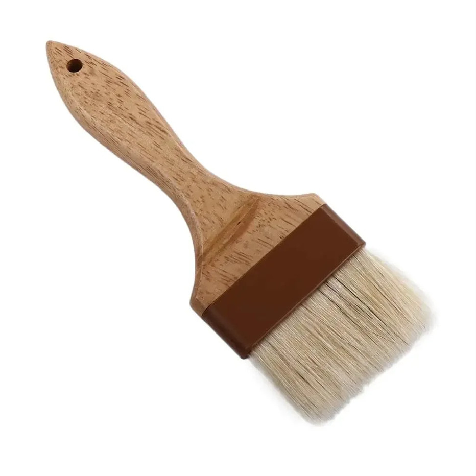1 Pc Wooden Handle Pastry Brush Flat Bristle Baking Bbq Oil Cooking Brush