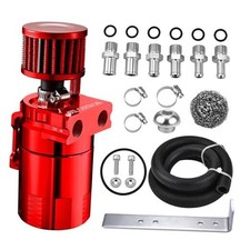 Oil Catch Can, Universal Baffled Catch Can Kit with Breather 2.6 FT Red