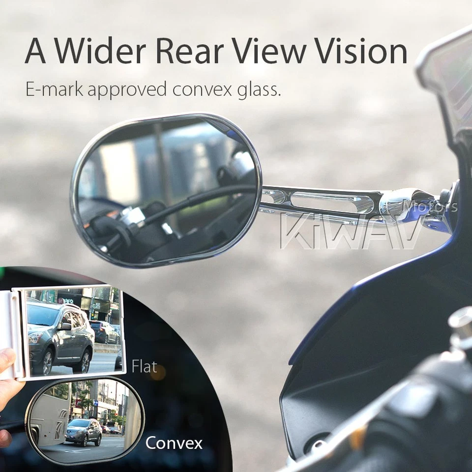 Retrovisores ovalados cromados Stark adaptador negro ajustable para Kawasaki Ninja ZX ZZR Foto 4 de 4