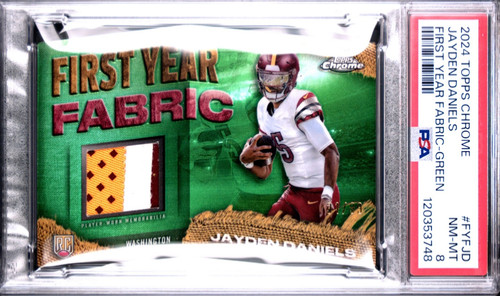 Jayden Daniels [Green] #FYF-JD 2024 Topps Chrome First Year Fabric card