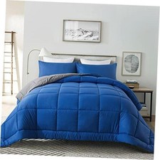 Comforter Set -All Season Bedding Comforters Sets with 2 Queen Blue/Grey