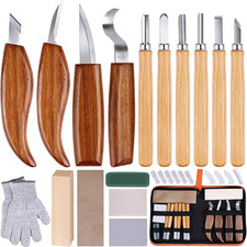 26-Piece Wood Carving Kit with Knives, Chisels, Gloves, and Sharpener
