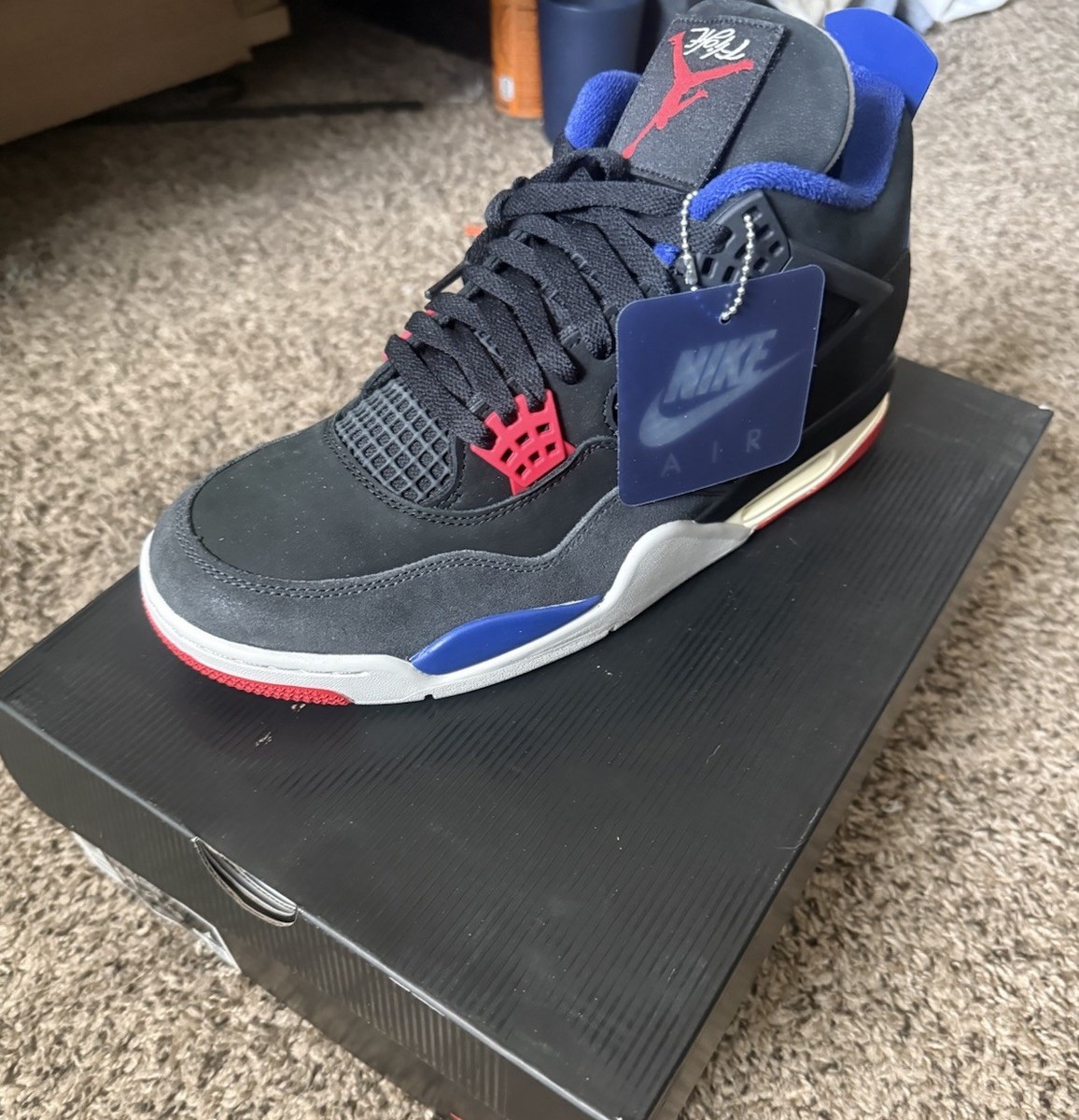 Jordan Air Jordan 4 Retro Rare Air White Lettering Black Red Blue