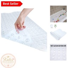 Multifunctional Bath Safety Mat 40x16 - Non-Slip and Easy to Clean, Clear Vinyl