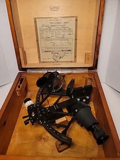 1945 C. Plath Hamburg Sextant In Wood Case with Original Purchase Receipt