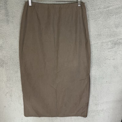 Eileen Fisher Maxi Skirt Womens M Brown Silk Blend Classic Minimal