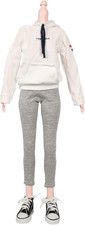 Fleece Sportswear Casual Hoodie Joggers Canvas Shoes Set for 1/3 BJD Doll 60Cm 2