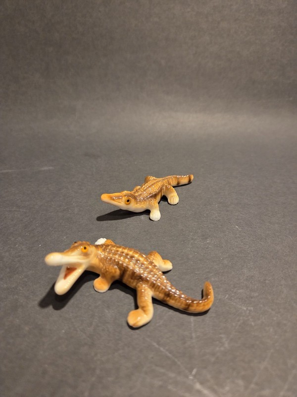 2 Vintage Bone China Alligator  / Crocodile Figurines