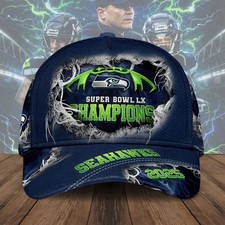 Football Fan Seahawks 2025 Super Bowl LX Champions Baseball Cap - Printed Hat