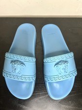 Versace Medusa Rubber Pool Slide Sandals Sky Blue Size 43 EU Men's Designer