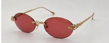 Women  s Retro Oval Sunglasses Pink Tinted Lens Gold Tone Frame
