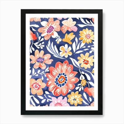 Orientteppich viele Blumen im gerahmten Wandbild Poster Leinwanddruck Bild