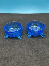 2 Imperial Glass CAPRICE BLUE SALT Dishes Excellent Condition