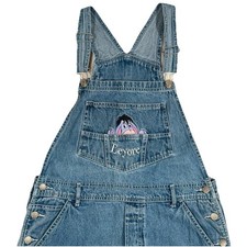 Women  s Vtg Disney Eeyore Denim Bib Overalls Sz L Winnie The Pooh Y2K