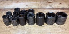 Antique Unbranded 12 Drive Shallow Sockets - 12 Misc Sae Size - Some Duplicate