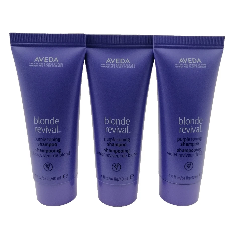 Aveda Blonde Revival Purple Toning Shampoo 3 X 40ML Strengthens Hair New F1