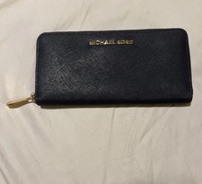 Authentic MICHAEL KORS Jet Set Travel Zip Around Phone Case Wallet Navy