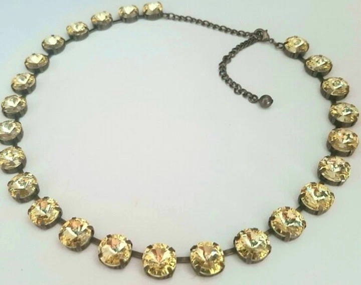 Collar de tenis de cristal amarillo pálido estilo Anna Wintour joyería vintage llamativa Foto 2 de 4